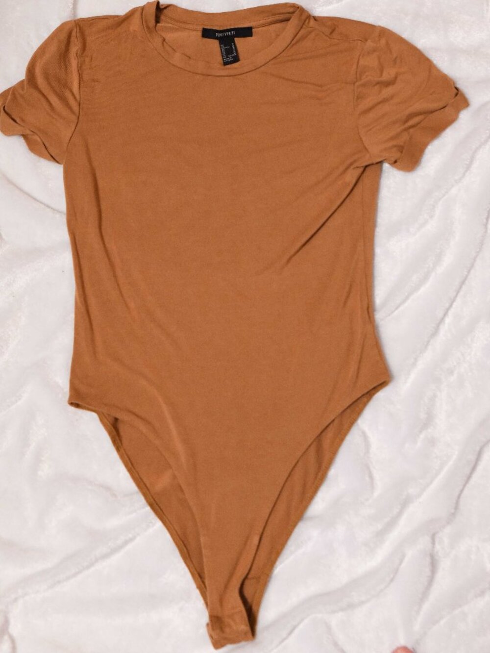 Rust brown short-sleeve crewneck bodysuit from Forever 21 Women's Shirt Size M